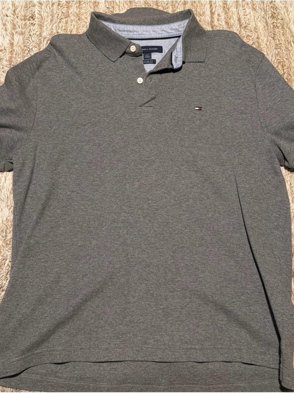 Tommy Hilfiger Men's Heather Gray Polo with Chest Flag Logo